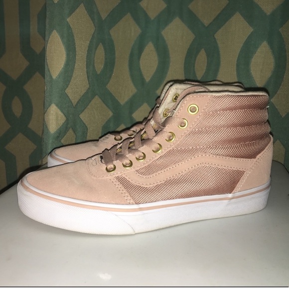 rose gold high top vans